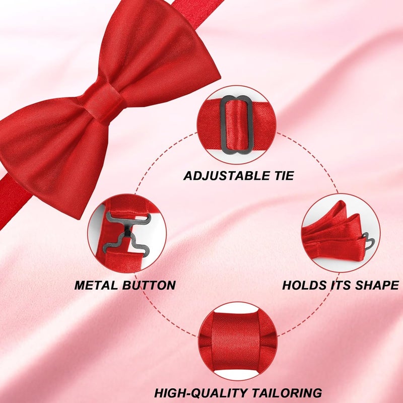 WOXVM Men's Bow Ties Solid Color Pre-Tied Bow Tie Satin Formal Tuxedo Bowtie Adjustable Neck Bowtie for Men Wedding Party - Image 4